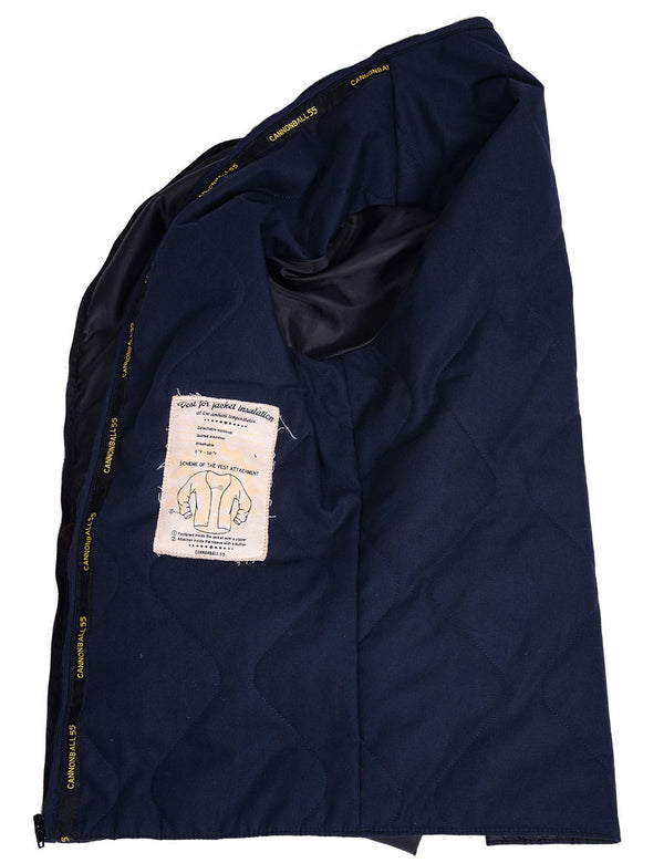 Dark blue cotton lining for jacket.