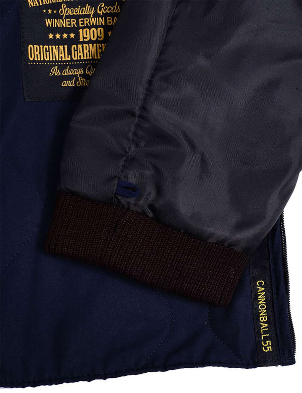 Dark blue liner with a sleeve for the men's leather jacket.