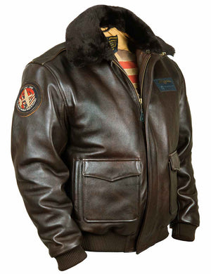 Men's brown leather jacket.