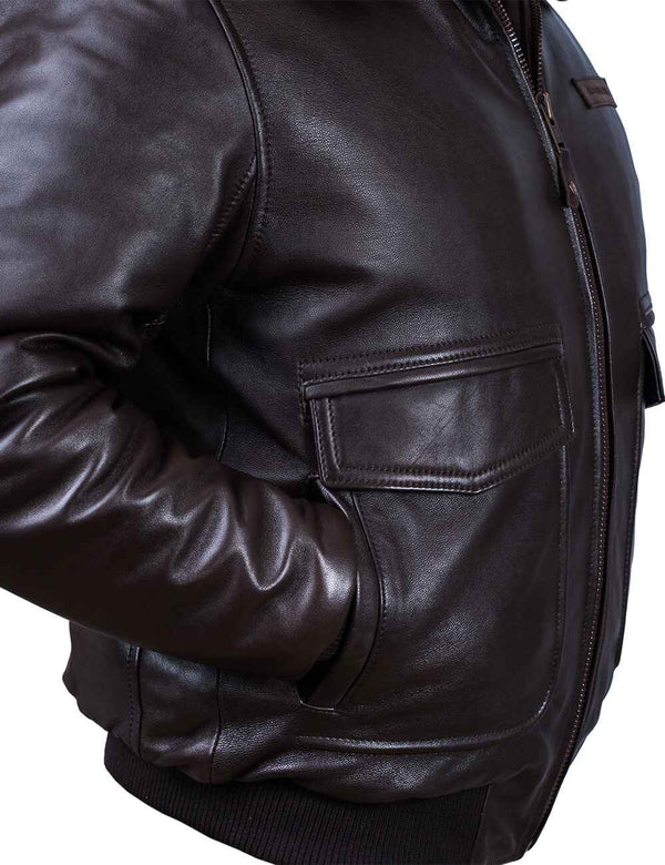Men's brown leather jacket.