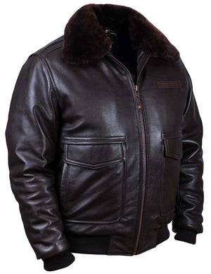 Men's brown leather jacket.