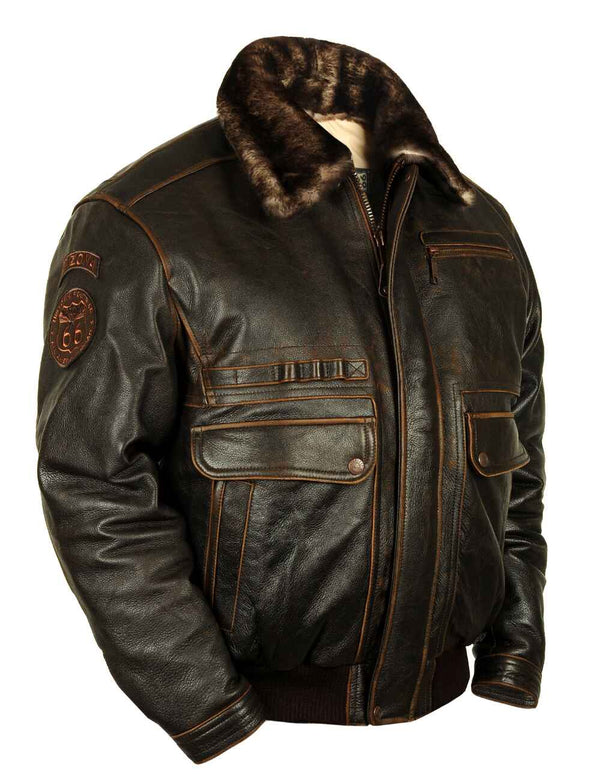 Men's brown leather jacket.