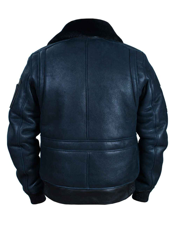 Back of a men's sheepskin coat.
