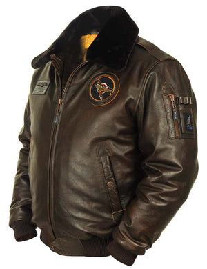 Men's brown leather jacket.