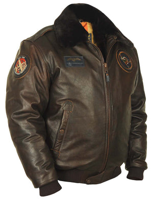 Men's brown leather jacket.