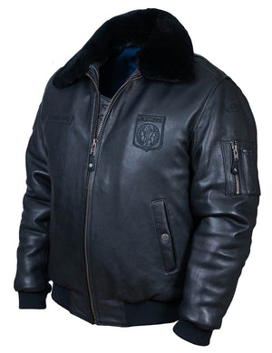 Black men's leather jacket.