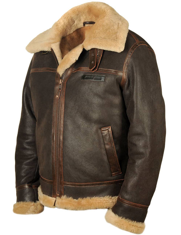 Men's brown sheepskin coat.