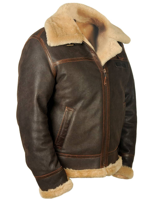 Men's brown sheepskin coat.