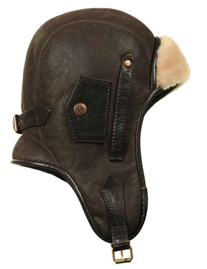 Men's brown sheepskin helmet.