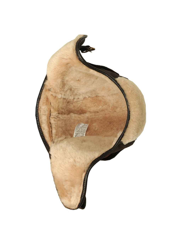 Men's brown sheepskin helmet.