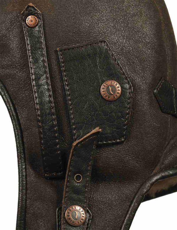 Men's brown sheepskin helmet.