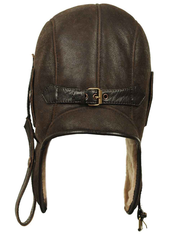 Men's brown sheepskin helmet.