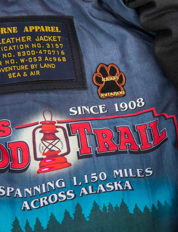 Lining of a men's black down jacket.