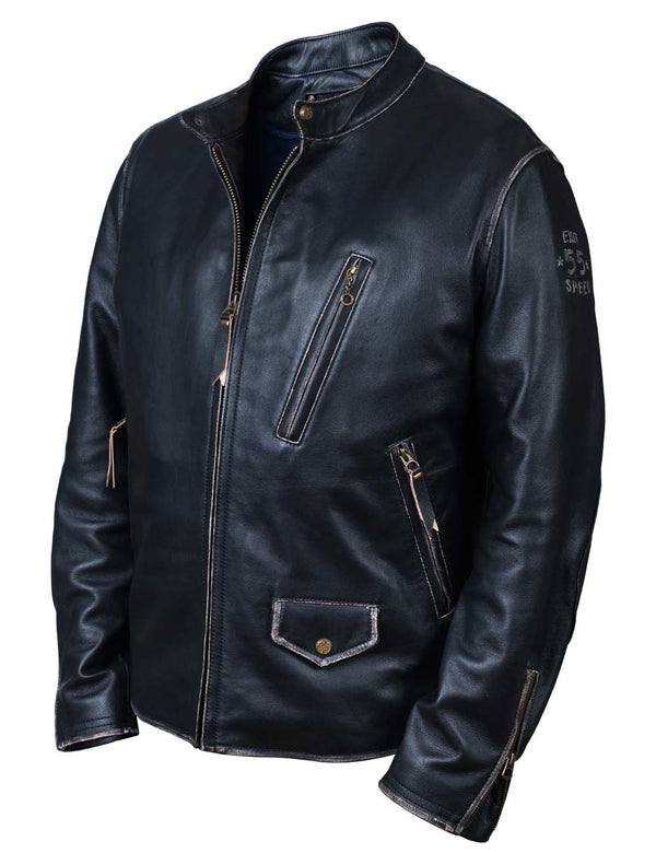 Black men's leather jacket.