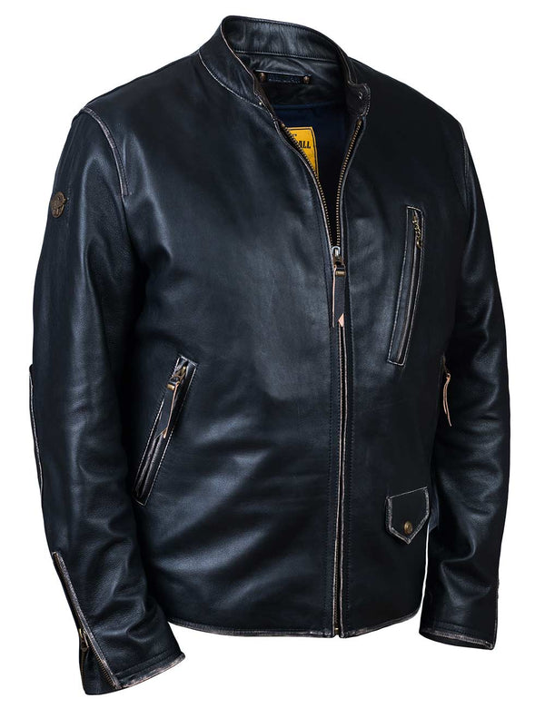 Black men's leather jacket.
