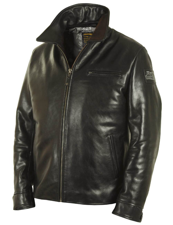 Black men's leather jacket.