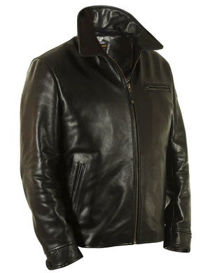 Black men's leather jacket.
