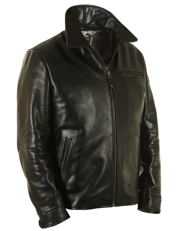 Black men's leather jacket.