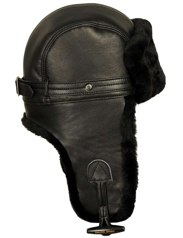 Men's black trapper hat.