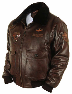 Brown men's leather jacket.