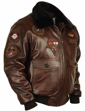 Brown men's leather jacket.