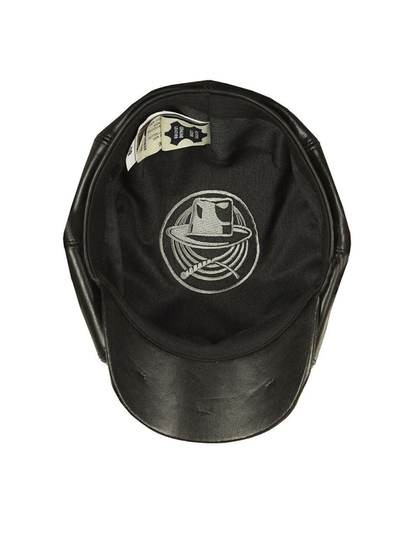 Men's brown black cap, inside view.
