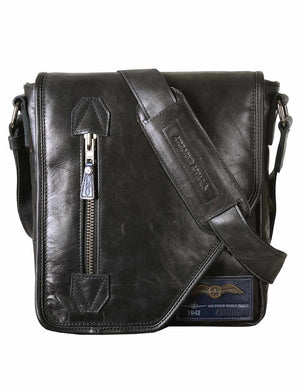 Men's black leather bag.