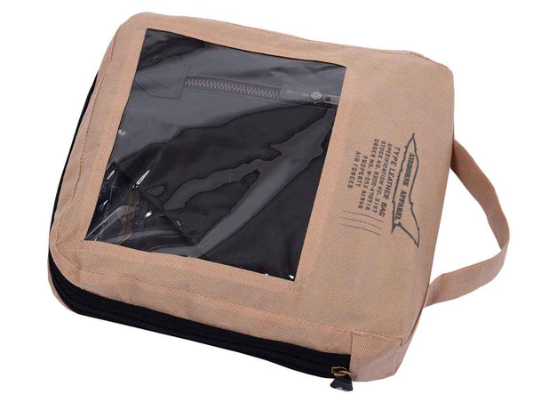 Black men's leather bag in a case.