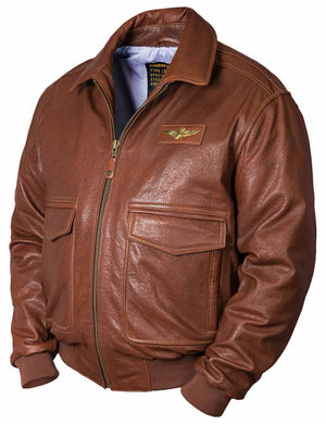 Men's brown leather jacket.