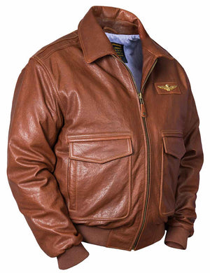 Men's brown leather jacket.