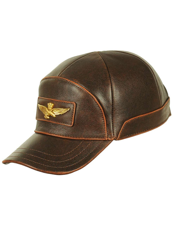 Brown leather men's cap.