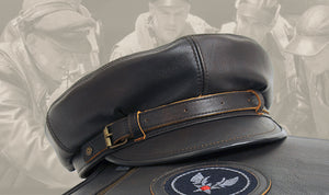 Brown men's leather cap.