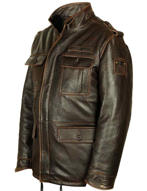 Men's brown leather jacket.