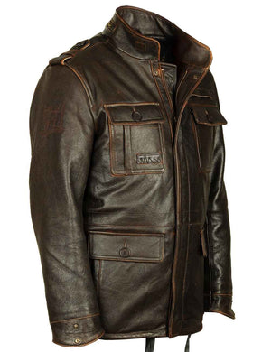 Men's brown leather jacket.