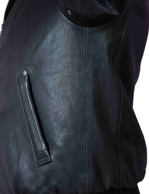 Side part of leather jacket.