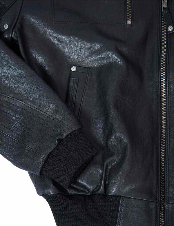 Pocket of a leather jacket.