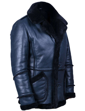 Men's dark blue sheepskin coat.