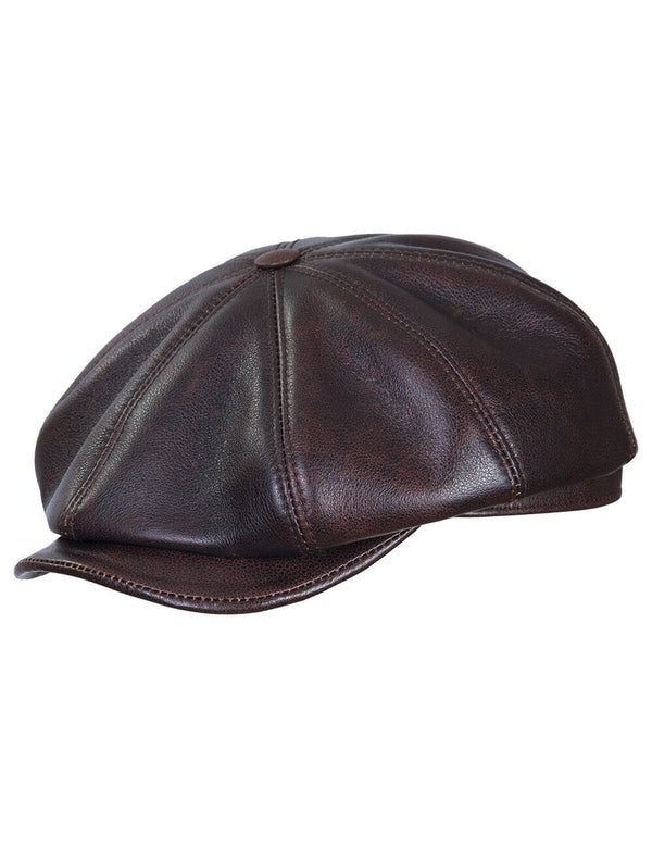 Men's brown leather cap.