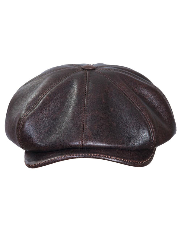 Men's brown leather cap.