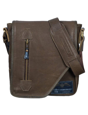 Men's bag made of olive leather.