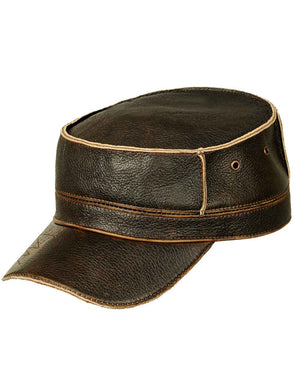 Men's leather cap brown.