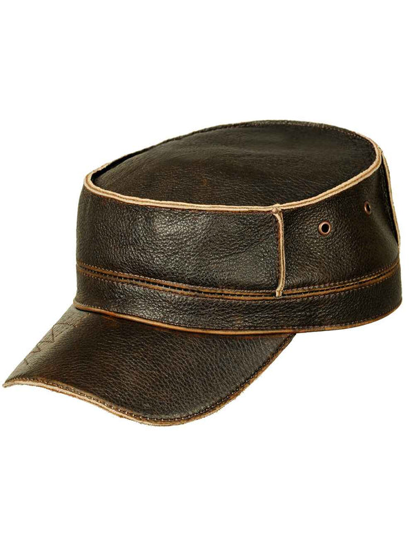 Men's leather cap brown.