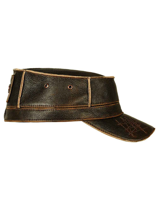 Men's leather cap brown.