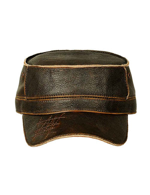 Men's leather cap brown.