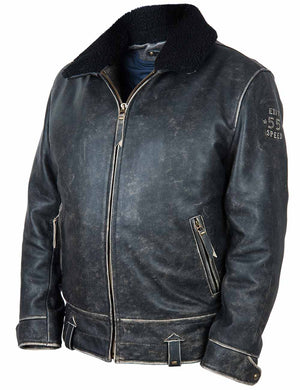 Black men's leather jacket.