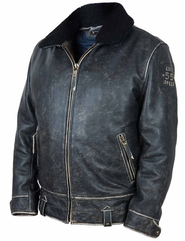 Black men's leather jacket.