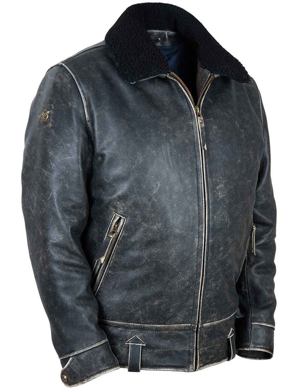 Black men's leather jacket.