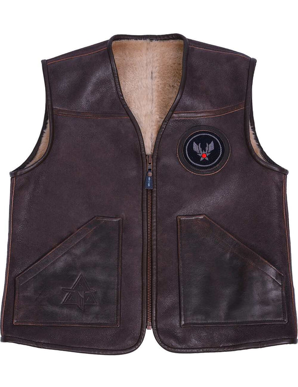 Men's brown sheepskin vest.