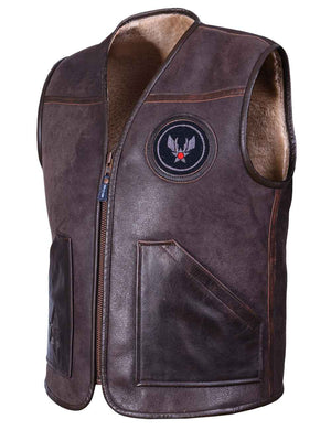 Men's brown sheepskin vest.