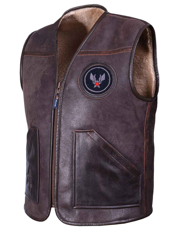 Men's brown sheepskin vest.